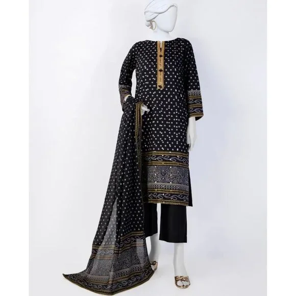 slim fit dress slacks Junaid Jamshed 3 Piece Paper Cotton Dress main image 1